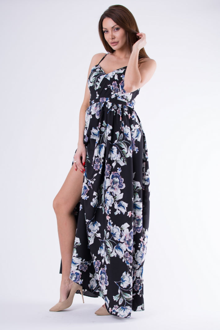 EVA & LOLA FLOWERS DRESS ROYAL BLACK
