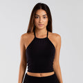 Women's Cropped Neck-Tie Halter Top